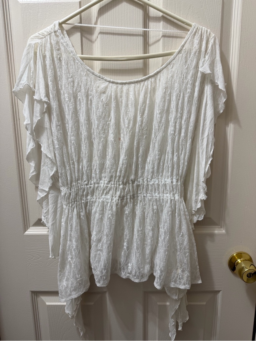 Free People White Ruffled Peasant Tunic